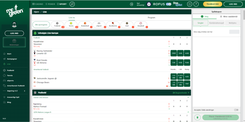 Mr Green Bonus betting